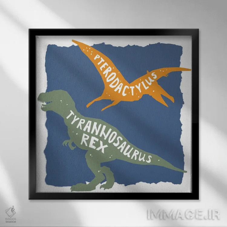 تابلو دکوراتیو دایناسور قوی II نسخه دوم اثر کیمبرلی آلن - نمای قابدار مشکی