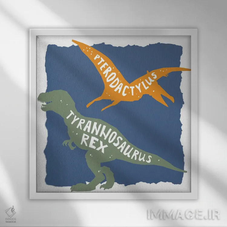 تابلو دکوراتیو دایناسور قوی II نسخه دوم اثر کیمبرلی آلن - نمای قابدار سفید