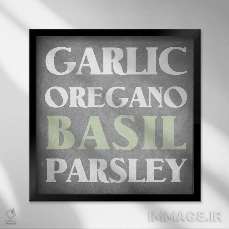 تابلو دکوراتیو سبزی های تازه II اثر کیمبرلی آلن - نمای قابدار مشکی