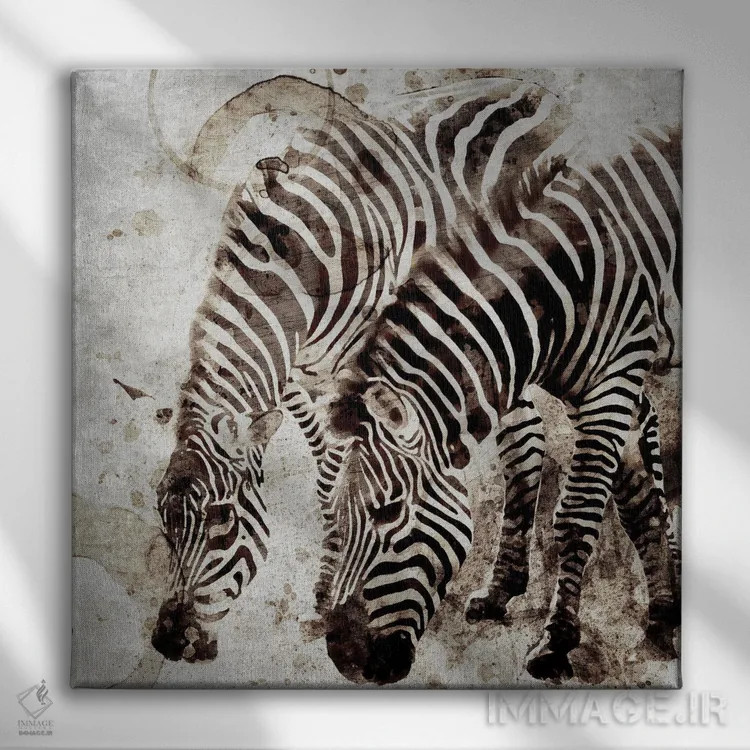 تابلو دکوراتیو گورخرها اثر کیمبرلی آلن - نمای روبهرو روی دیوار