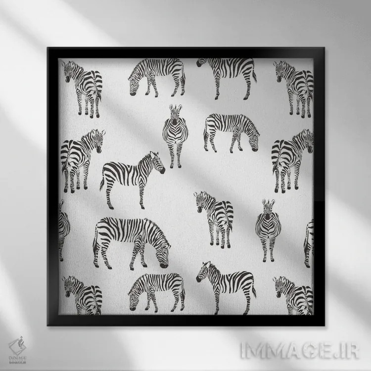 تابلو دکوراتیو گورخر گورخر نسخه ۲ اثر کیمبرلی آلن - نمای قابدار مشکی