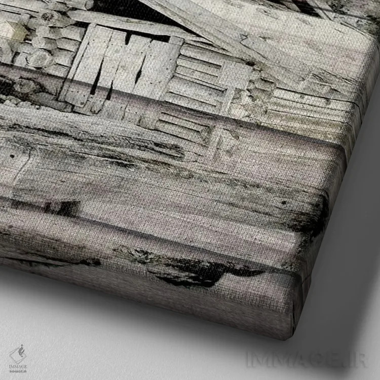 تابلو دکوراتیو زمان کلبه اثر کیمبرلی آلن - نمای نزدیک بافت بوم