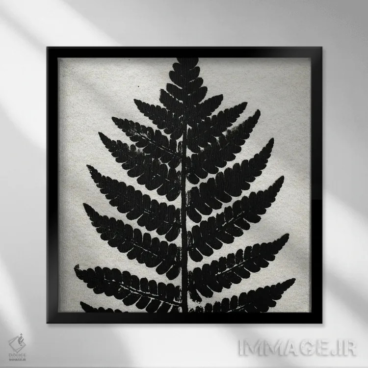 تابلو مینیمال سرخس فشرده اثر کیمبرلی آلن - نمای قابدار مشکی