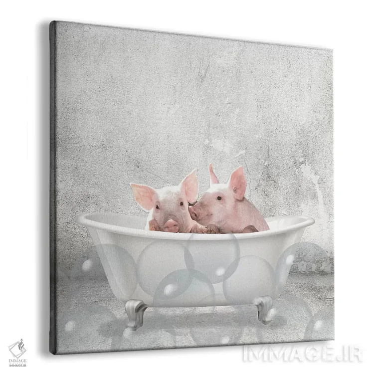 تابلو دکوراتیو حمام بچه خوک ها اثر کیمبرلی آلن - نمای پرسپکتیو محصول