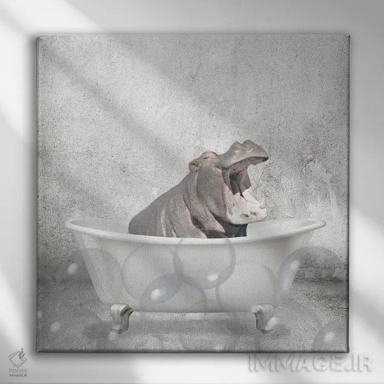 تابلو دکوراتیو حمام اسب آبی کوچولو اثر کیمبرلی آلن - نمای روبهرو روی دیوار
