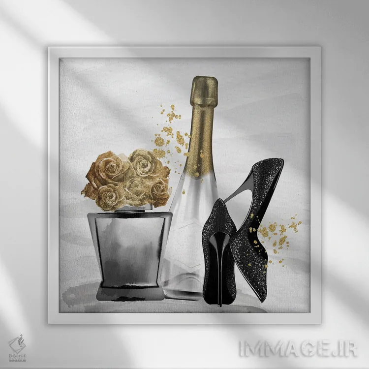 تابلو دکوراتیو شکوه شامپاین اثر کیمبرلی آلن - نمای قابدار سفید