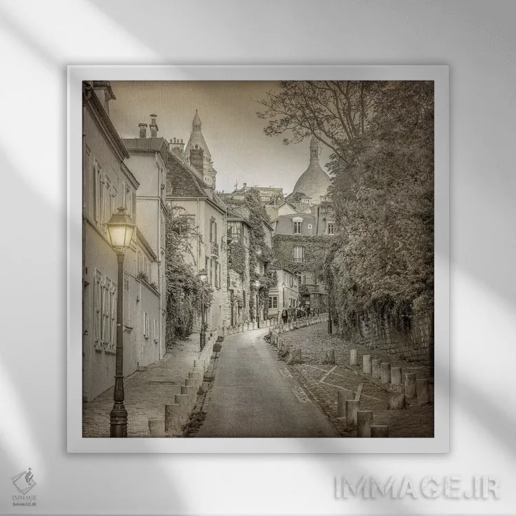 تابلو دکوراتیو خیابان های پاریس ۱ اثر کیمبرلی آلن - نمای قابدار سفید
