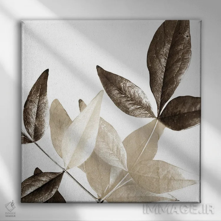 تابلو مینیمال برگ های شکلاتی ۲ اثر کیمبرلی آلن - نمای روبهرو روی دیوار
