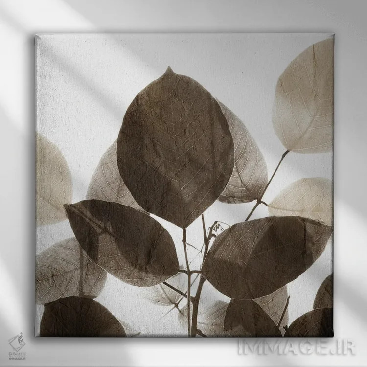 تابلو مینیمال برگ های شکلاتی I اثر کیمبرلی آلن - نمای روبهرو روی دیوار