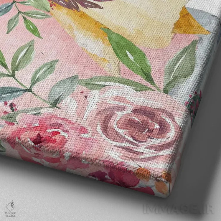 تابلو دکوراتیو عطر صورتی ۵ اثر کیمبرلی آلن - نمای نزدیک بافت بوم