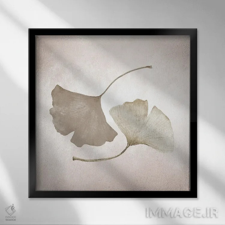 تابلو مینیمال درخت جینکو ۲ اثر کیمبرلی آلن - نمای قابدار مشکی