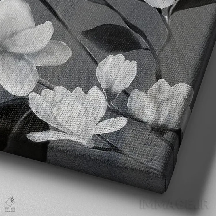 تابلو دکوراتیو شاخه های ماگنولیا II اثر کیمبرلی آلن - نمای نزدیک بافت بوم