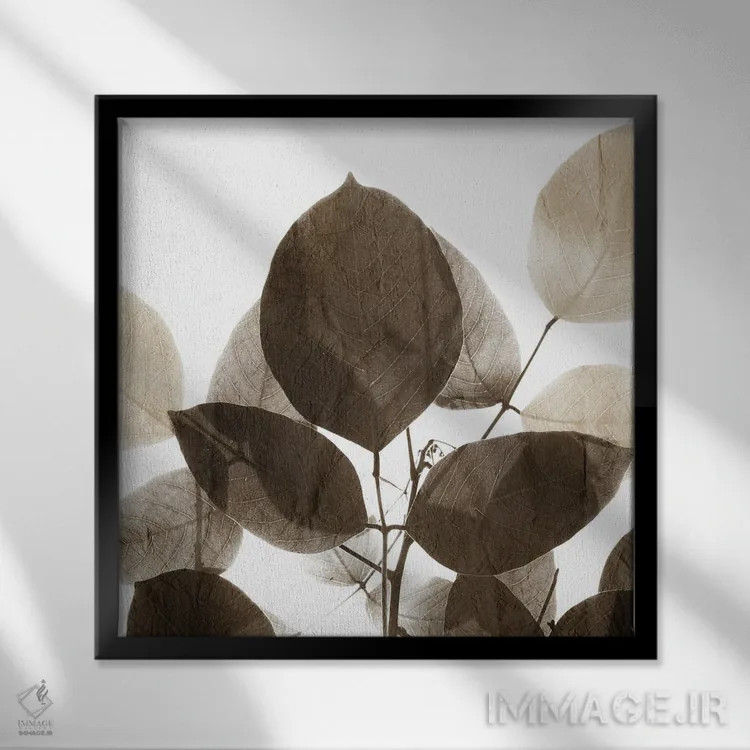 تابلو مینیمال برگ های شکلاتی I اثر کیمبرلی آلن - نمای قابدار مشکی