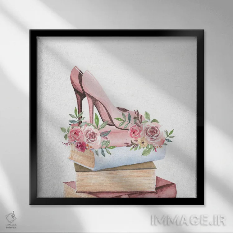 تابلو دکوراتیو عطر صورتی ۲ اثر کیمبرلی آلن - نمای قابدار مشکی