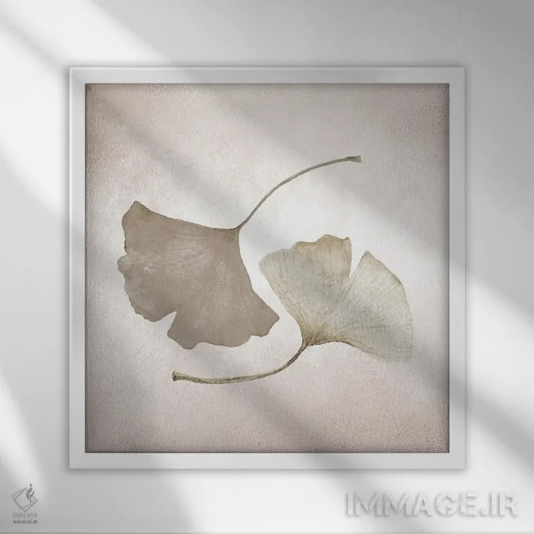 تابلو مینیمال درخت جینکو ۲ اثر کیمبرلی آلن - نمای قابدار سفید