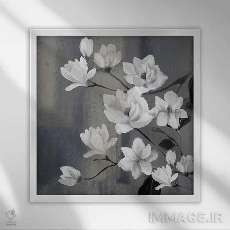 تابلو دکوراتیو شاخه های ماگنولیا II اثر کیمبرلی آلن - نمای قابدار سفید