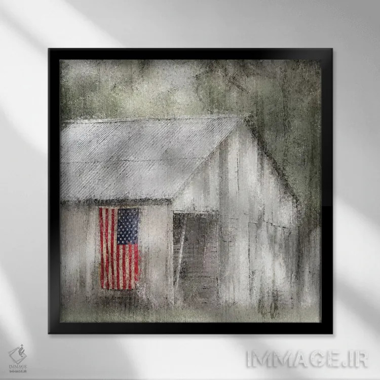 تابلو دکوراتیو پیرهن پرچم اثر کیمبرلی آلن - نمای قابدار مشکی