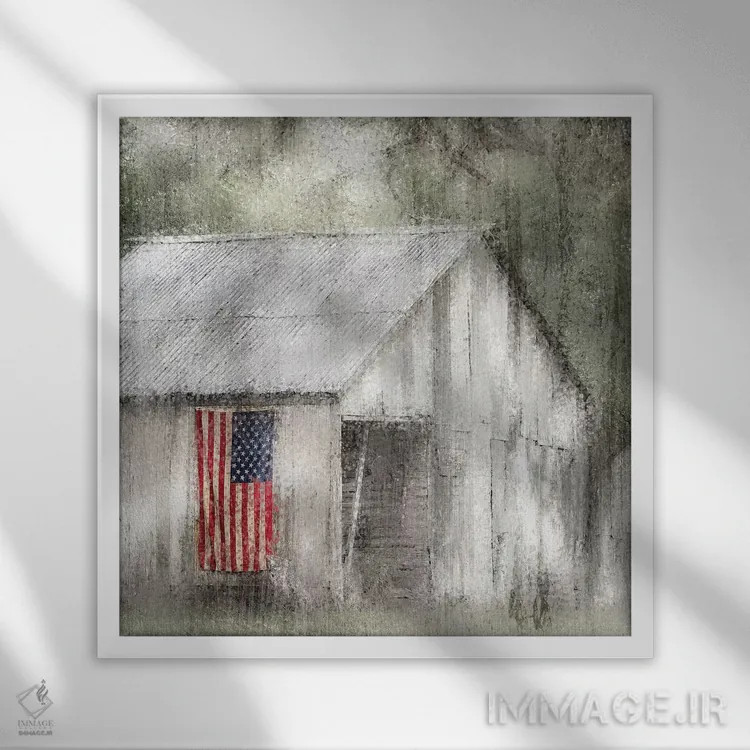 تابلو دکوراتیو پیرهن پرچم اثر کیمبرلی آلن - نمای قابدار سفید