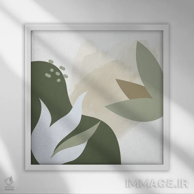 تابلو مدرن سبزهای ارگانیک ۱ اثر کیمبرلی آلن - نمای قابدار سفید