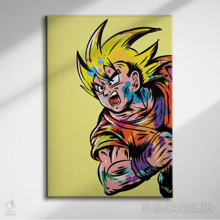 تابلو دکوراتیو دراگون بال زد گرافیتی اثر کریس ریچموند - نمای روبهرو روی دیوار