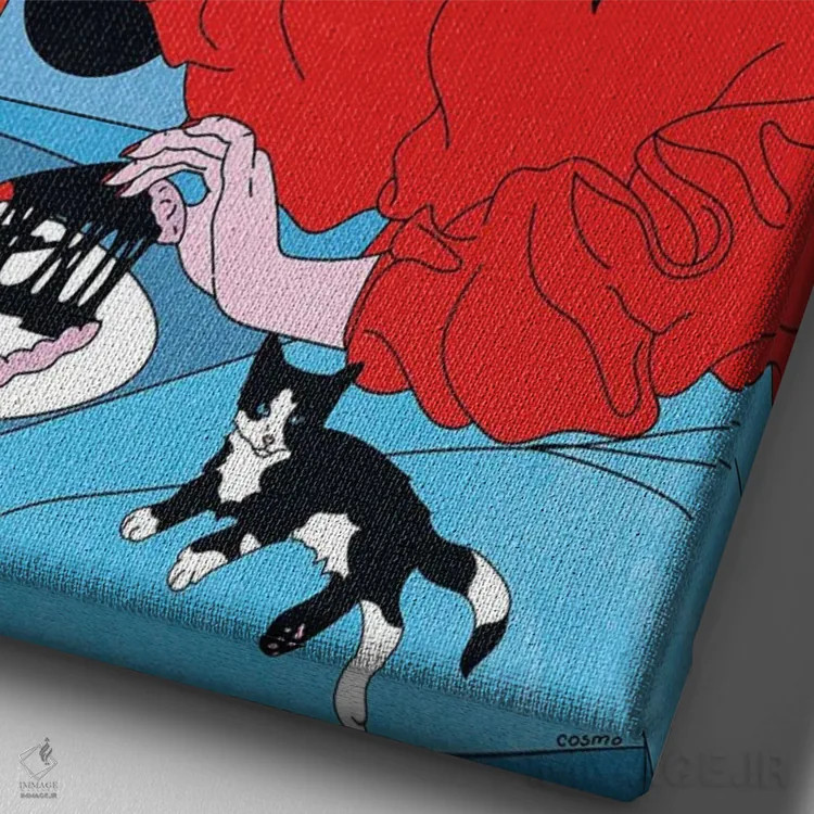 تابلو دکوراتیو برش جز اثر کازمو - نمای نزدیک بافت بوم