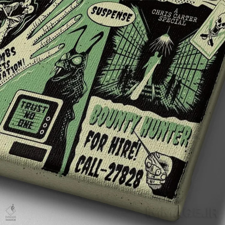 تابلو دکوراتیو پرونده های ایکس اثر کریس ریچموند - نمای نزدیک بافت بوم