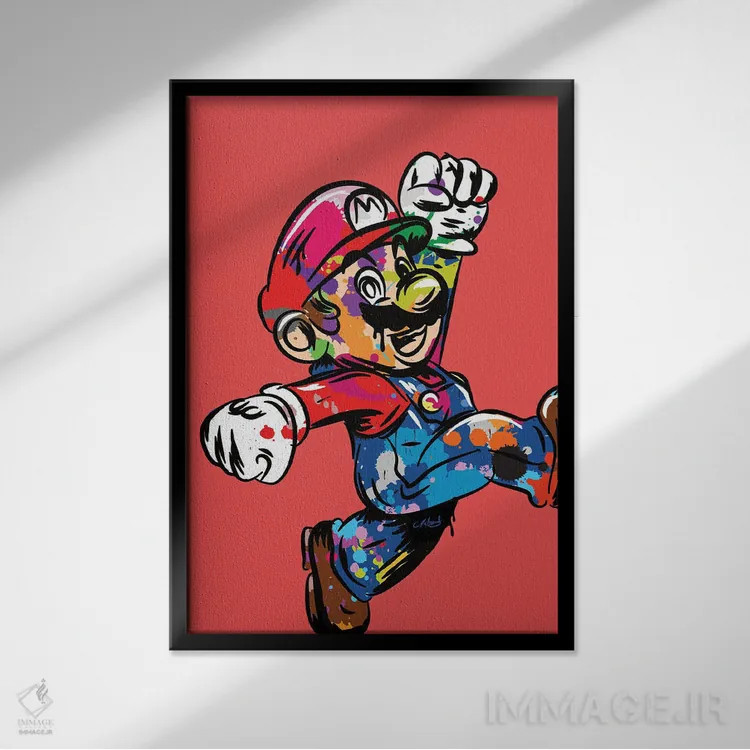 تابلو دکوراتیو ماریو گرافیتی اثر کریس ریچموند - نمای قابدار مشکی