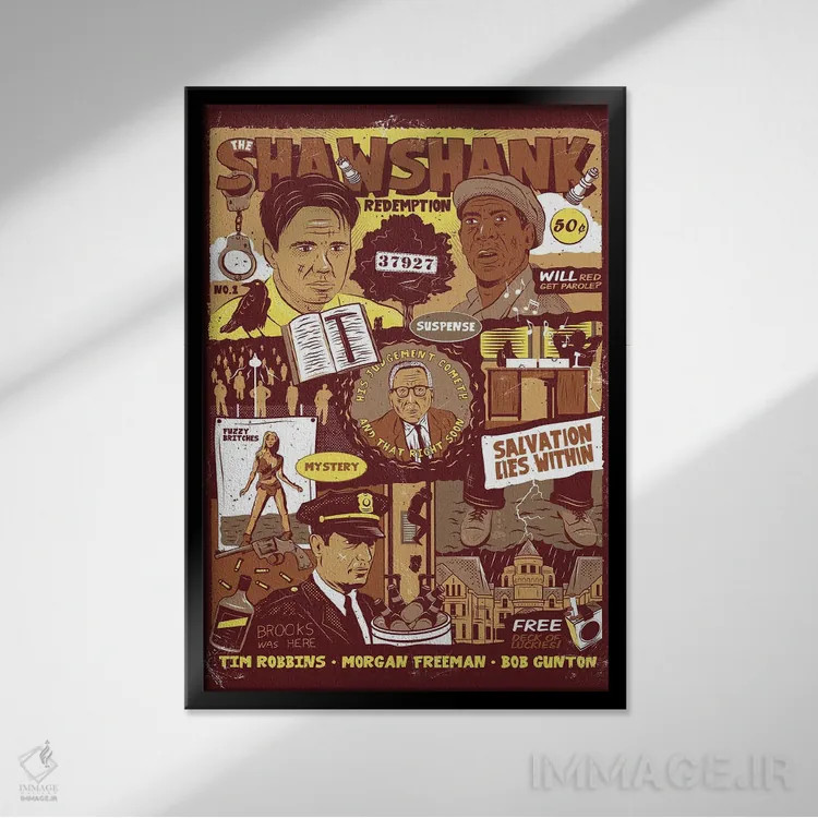 تابلو دکوراتیو رستگاری در شاوشنک اثر کریس ریچموند - نمای قابدار مشکی