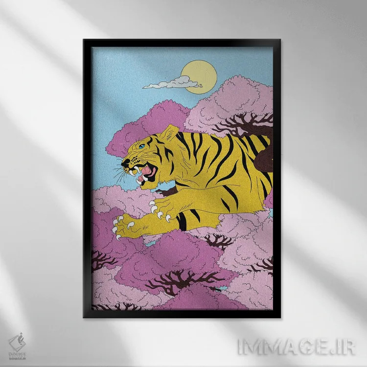 تابلو دکوراتیو Tiger,ببر، ببر اثر کازمو - نمای قابدار مشکی