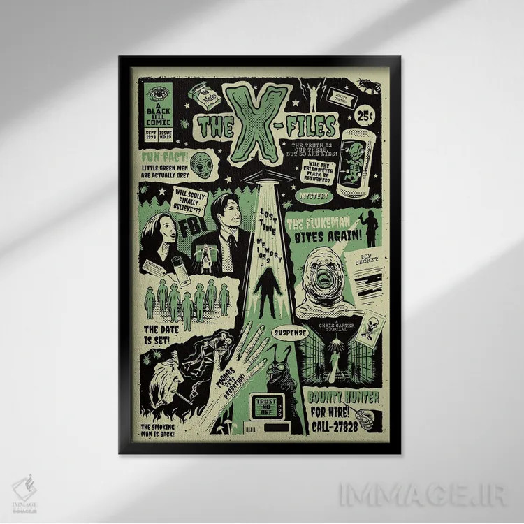 تابلو دکوراتیو پرونده های ایکس اثر کریس ریچموند - نمای قابدار مشکی