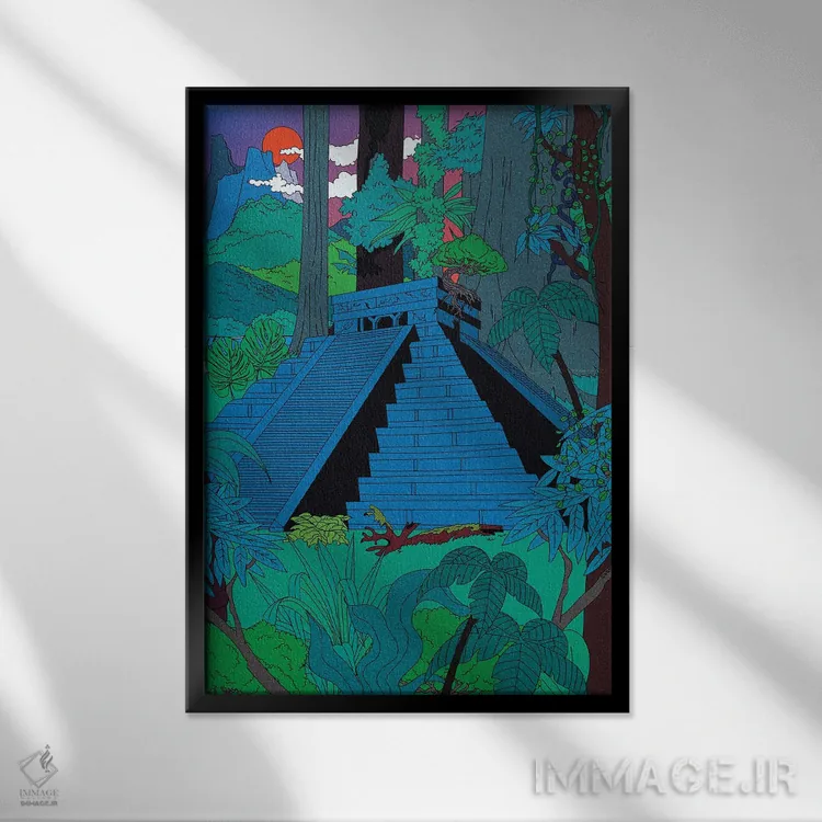 تابلو دکوراتیو معبد جنگلی اثر کازمو - نمای قابدار مشکی