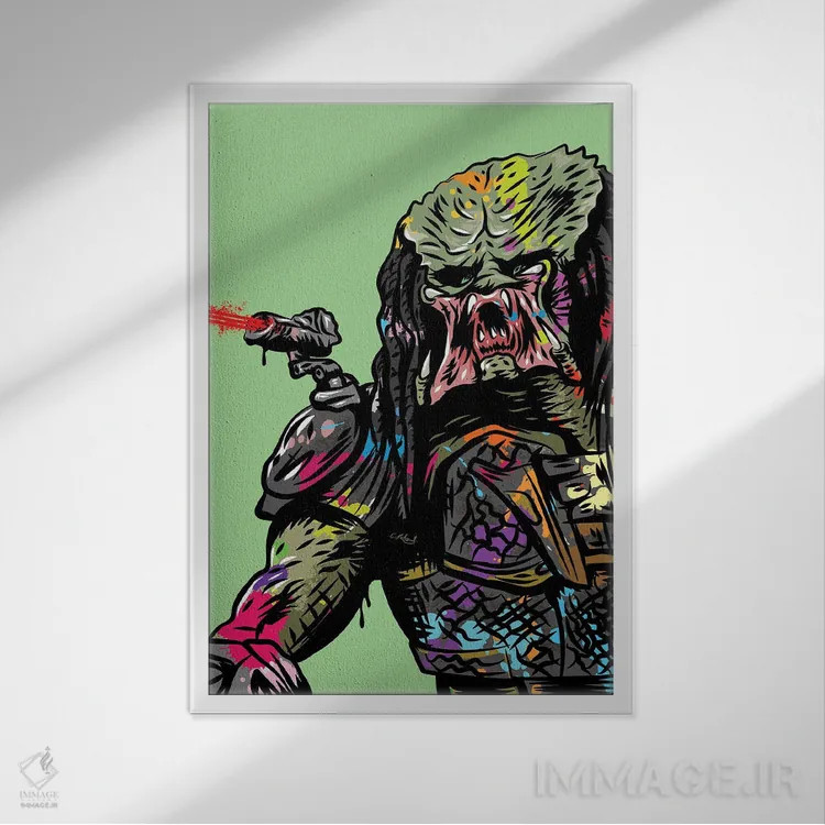 تابلو دکوراتیو پریدیتور گرافیتی اثر کریس ریچموند - نمای قابدار سفید