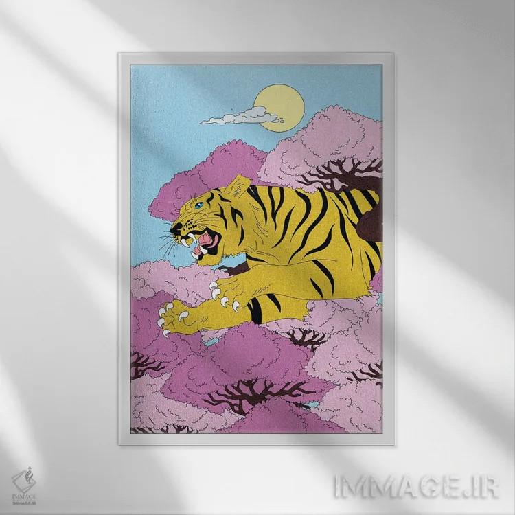 تابلو دکوراتیو Tiger,ببر، ببر اثر کازمو - نمای قابدار سفید