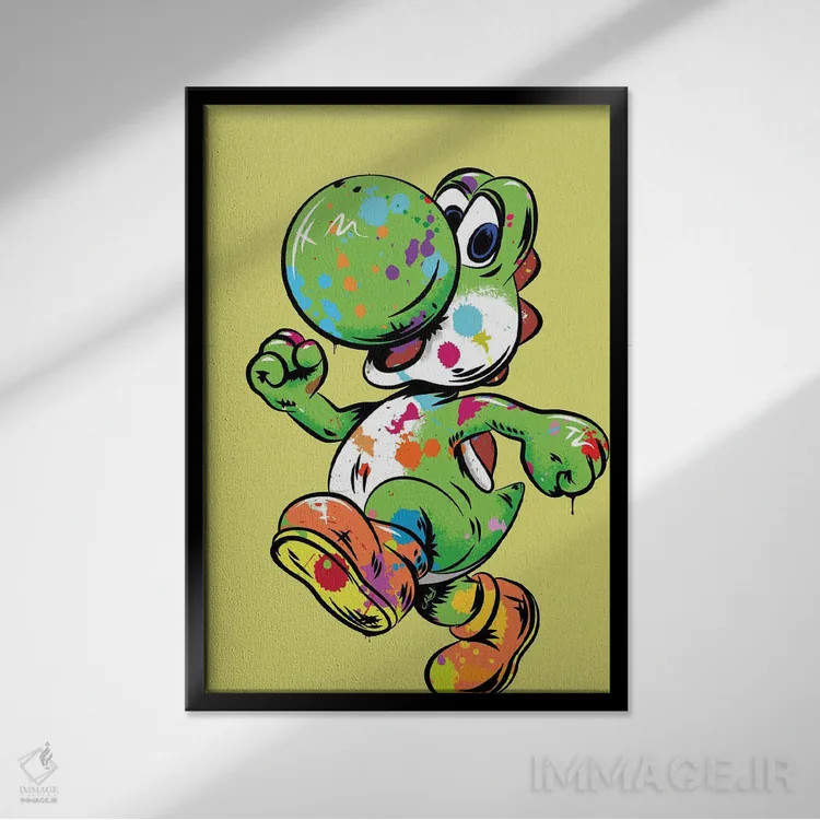 تابلو دکوراتیو یوشی گرافیتی اثر کریس ریچموند - نمای قابدار مشکی