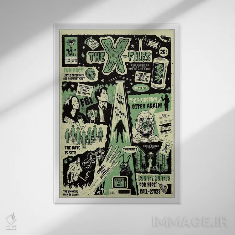 تابلو دکوراتیو پرونده های ایکس اثر کریس ریچموند - نمای قابدار سفید