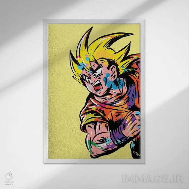 تابلو دکوراتیو دراگون بال زد گرافیتی اثر کریس ریچموند - نمای قابدار سفید