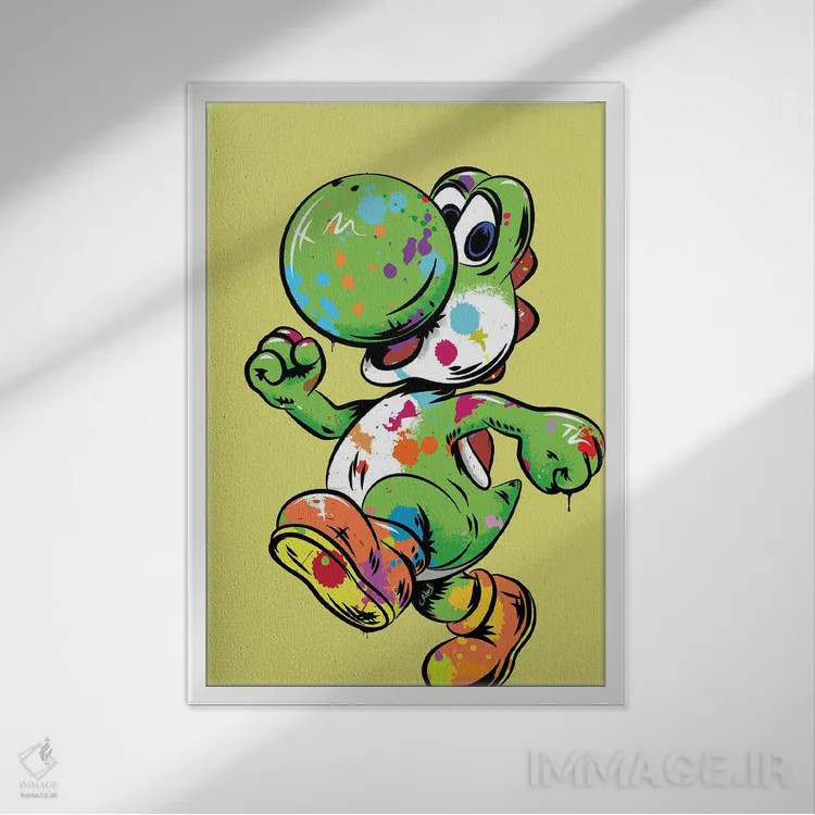 تابلو دکوراتیو یوشی گرافیتی اثر کریس ریچموند - نمای قابدار سفید