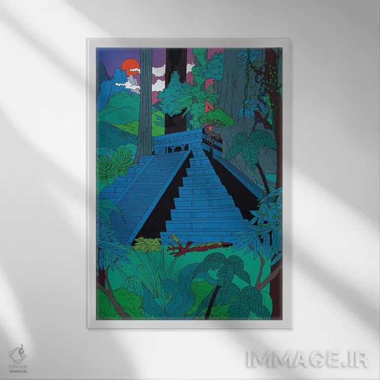 تابلو دکوراتیو معبد جنگلی اثر کازمو - نمای قابدار سفید