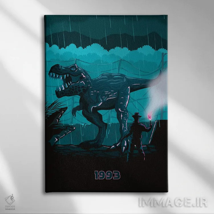 تابلو مینیمال پارک ژوراسیک اثر کریس ریچموند - نمای روبهرو روی دیوار