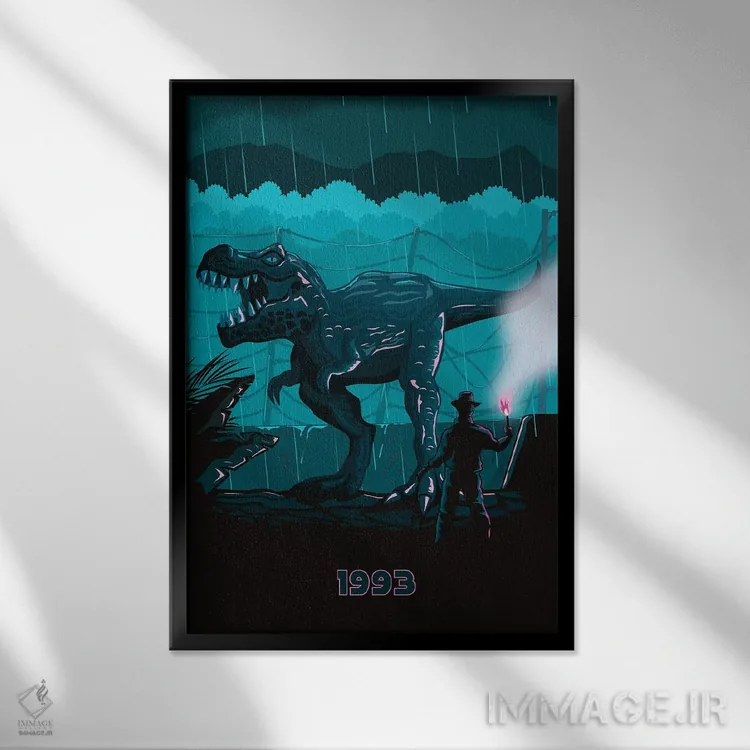 تابلو مینیمال پارک ژوراسیک اثر کریس ریچموند - نمای قابدار مشکی