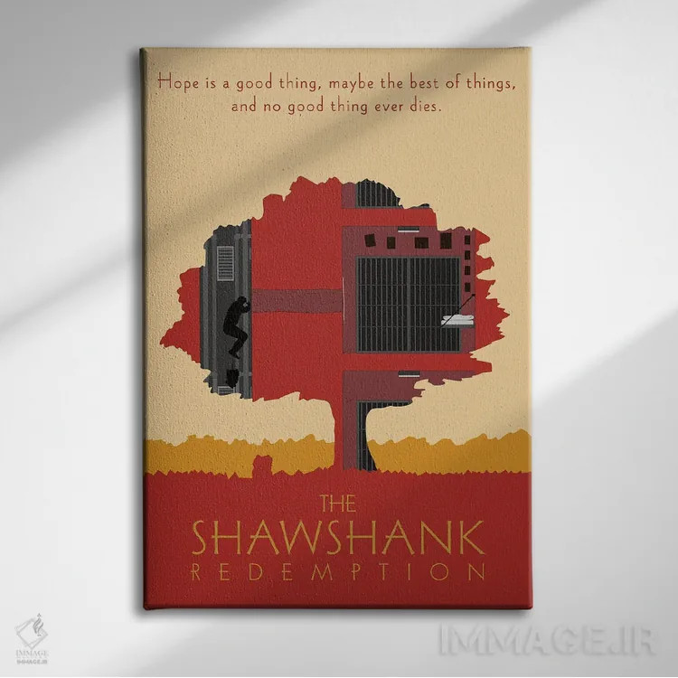 تابلو مینیمال رستگاری در شاوشنک اثر کریس ریچموند - نمای روبهرو روی دیوار