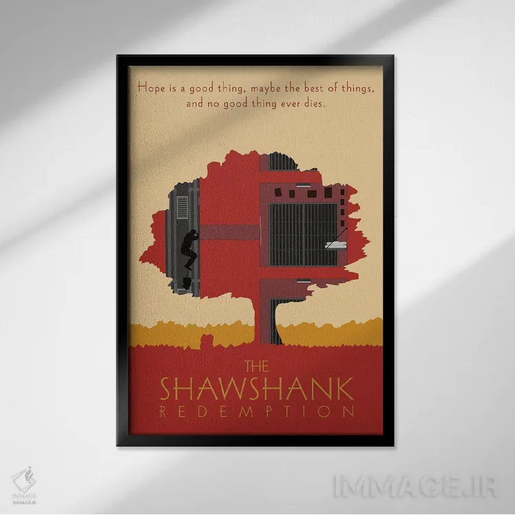 تابلو مینیمال رستگاری در شاوشنک اثر کریس ریچموند - نمای قابدار مشکی
