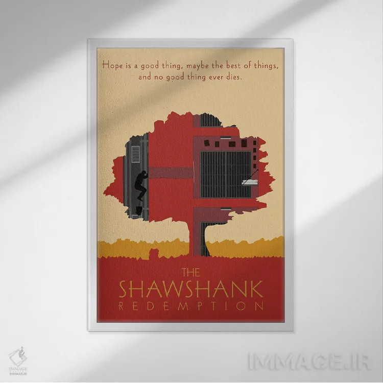 تابلو مینیمال رستگاری در شاوشنک اثر کریس ریچموند - نمای قابدار سفید