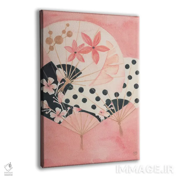 تابلو دکوراتیو سه بادبزن کاغذی اثر کریتینگ تارین - نمای پرسپکتیو محصول