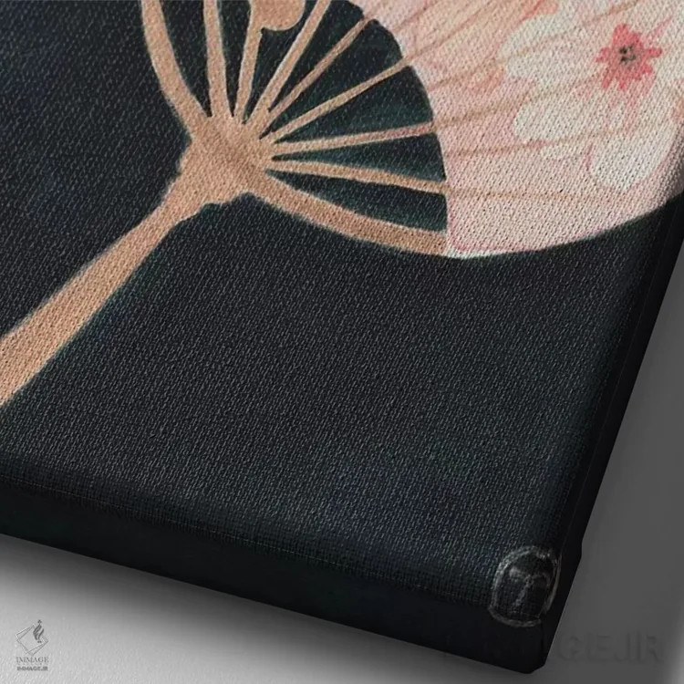 تابلو مینیمال دو بادبزن کاغذی اثر کریتینگ تارین - نمای نزدیک بافت بوم