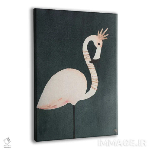 تابلو مینیمال فلامینگو و تاج اثر کریتینگ تارین - نمای پرسپکتیو محصول