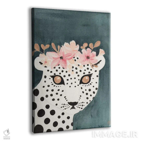تابلو دکوراتیو پلنگ با تاج گل اثر کریتینگ تارین - نمای پرسپکتیو محصول