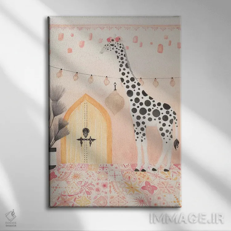 تابلو دکوراتیو زرافه در مراکش اثر کریتینگ تارین - نمای روبهرو روی دیوار