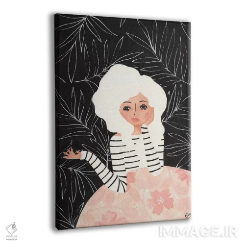 تابلو دکوراتیو دختر پشت میز اثر کریتینگ تارین - نمای پرسپکتیو محصول