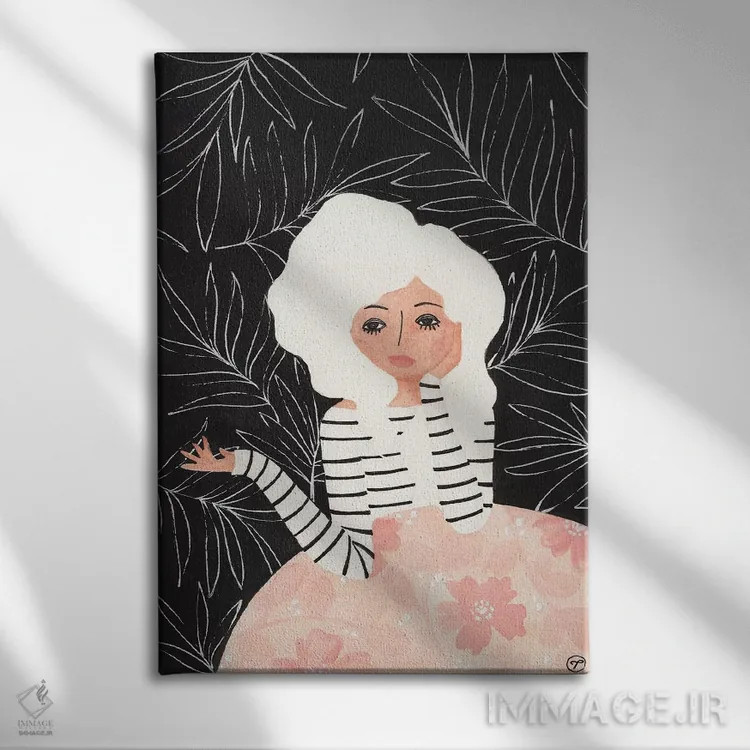 تابلو دکوراتیو دختر پشت میز اثر کریتینگ تارین - نمای روبهرو روی دیوار